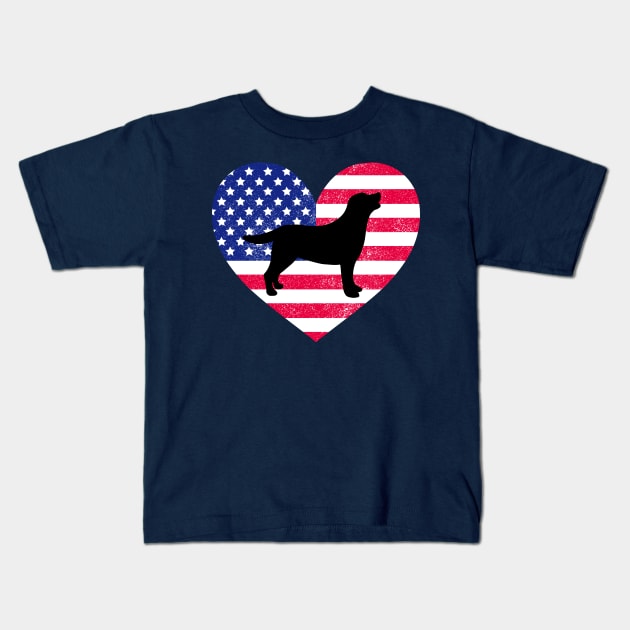 Black Labrador Retriever and Stars and Stripes Kids T-Shirt by HappyLabradors